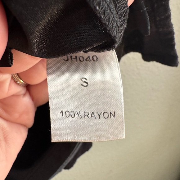 THML Black Mini Dress / Tunic with White Embroidery. Sz Small - Picture 6 of 10